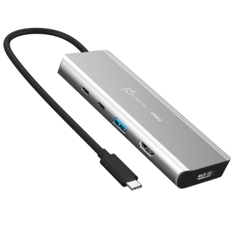 Stacja dokująca j5create USB4® Dual 4K Multi-Port Hub 1x4K HDMI/1xDisplay Port/1xUSB 3.2/2xUSB-C/; kolor srebrny JCD401-