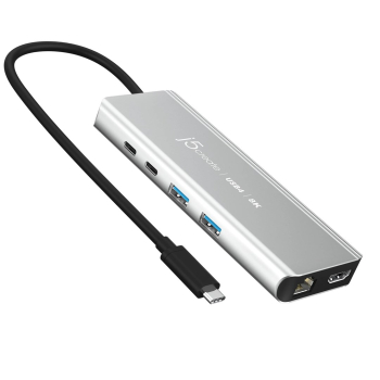 Stacja dokująca j5create USB4 8K Multi-Port Hub 1x8K HDMI/2xUSB3.2/2xUSB-C/RJ45 2.5G srebrna JCD403-N-1