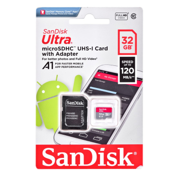 Karta Pamięci SANDISK ULTRA microSDHC 32 GB 120MB/s  + ADAPTER-1