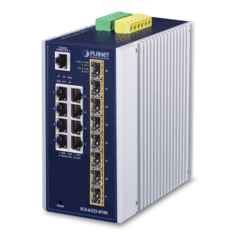 PLANET IP30 Industrial L3 8-Port switch zarządzalny Gigabit Ethernet (10/100/1000) Niebieski, Biały-1