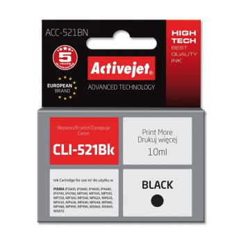 Activejet ACC-521BN Tusz (zamiennik Canon CLI-521Bk; Supreme; 10 ml; czarny)-1