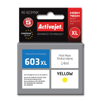 Activejet AE-603YNX Tusz (zamiennik Epson 603XL T03A44; Supreme; 14 ml; żółty)-1