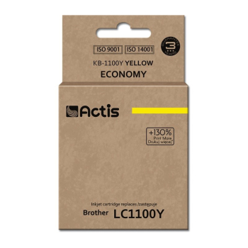 Tusz ACTIS KB-1100Y (zamiennik Brother LC1100Y/980Y; Standard; 19 ml; żółty)-1
