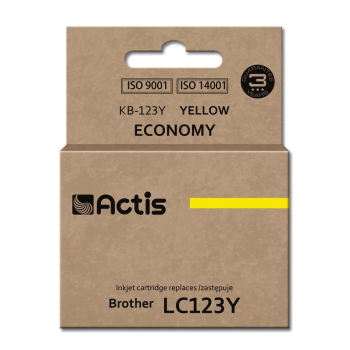 Tusz ACTIS KB-123Y (zamiennik Brother LC123Y/LC121Y; Standard; 10 ml; żółty)-1