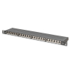 Panel krosowy high density 19'' 24x RJ45, LSA poziom, kat.6, ekranowany,0.5U,czarny,prowadnica kabli