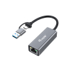 Equip Adapter USB-C->RJ45/USB-A Adapter St/Bu  0.15m    Alu.