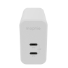 Mophie GaN Charger Dual - ładowarka sieciowa z podwójnym wejściem USB-C 67W (white)