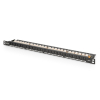 Digitus Panel krosowy (patch panel) high density 19'' 24x RJ45, LSA poziom, kat.6, nieekranowany, 0.5U, czarny, prowadnica kabli