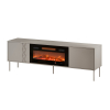 Szafka RTV EF + kominek czarny TRESSE 180x40x54,5 kaszmir mat