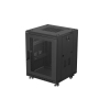 Szafa instalacyjna RACK stojąca 19" 15U 600x600 czarna drzwi perforowane Lanberg (flat pack)