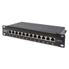 Digitus Panel krosowy (patch panel) 10'' 12x RJ45, LSA poziom, kat.6A, ekranowany, 1U, czarny, prowadnica kabli