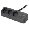 Listwa zasilająca biurkowa DIGITUS 3 gniazda Schuko, 2x USB-A (2x 12W), 1x USB-C (30W) z zaciskiem na blat, kabel 1,5m, czarna