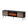 Szafka RTV CORTINA 180x40x60 czarny/orzech + kominek czarny