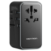 Uniwersalny adapter podróżny z ładowarką Vention 100W GaN 1x USB-A 3x USB-C czarny