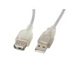 Kabel Lanberg CA-USBE-12CC-0018-TR (USB 2.0 M - USB 2.0 F; 1,8m; kolor biały)