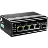 LevelOne IGP-0502 - Przełącznik - -40 °C do 75 °C - 4 x 10/100/1000 (PoE+) + 1 x Gigabit SFP - Biurko, Montaż na szynie DIN, Możliwość montażu na ścia