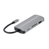 GEMBIRD MULTI ADAPTER USB TYP-C 8W1 (HUB3.1 + HDMI + VGA + PD + CZYTNIK KART + DŹWIĘK STEREO), SZARY