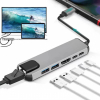 GEMBIRD MULTI ADAPTER USB TYPE-C 5W1 (USB AF AND TYPE-C HUB + HDMI + PD+LAN) SZARY