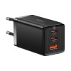 Szybka ładowarka sieciowa GaN 2xUSB C 1xUSB 65W Baseus GaN5 Pro + kabel USB C - USB C 100W - czarna