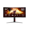 Monitor AOC CU34G4 34" Szybkie VA UWQHD 21:9 180 Hz 1 ms 3440 x 1440 pikseli 300 cd/m2 Ilość portów HDMI: 2 Czarny