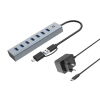 CONCEPTRONIC 7-Port Hub USB-A3.0/-C Adap.->7xA3.0 m.Netz. gr