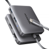 Axagon N HMC-5HL USB 5Gbps hub 2x USB-A HDMI 4k/60Hz RJ-45 GLAN PD 100W kabel USB-C Przewodowa USB 3.2 Gen 1 (3.1 Gen 1) Type-C Srebrny