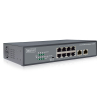 Przełącznik sieciowy niezarządzalny 19" 8x RJ45 10/100 Mb/s, 2x FastEthernet uplink, PoE+ 120W budżet