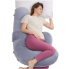 MOMCOZY PP007 poduszka ciążowa w kształcie litery F, welur szary