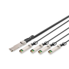Digitus Kabel bezpośrednio podłączany 40G QSFP+ do 4 x SFP+ 1 m