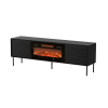 Szafka RTV CORTINA 180x40x60 czarny + kominek czarny