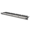 Panel krosowy high density 19" 24x keystone, ekranowany, 0.5U, czarny, prowadnica kabli, pola opisowe