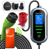 Qoltec Mobilna ładowarka do samochodu elektrycznego EV i hybryd z regulacją 2w1 Typ2 | 7kW | 230V | CEE 32A | Wi-fi | TUYA | SMART LIFE | LCD | Przeno