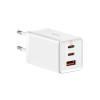 Szybka ładowarka sieciowa GaN 2xUSB C 1xUSB 65W Baseus GaN5 Pro + kabel USB C - USB C 100W - biała