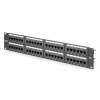 Digitus Panel krosowy (patch panel) 19'' 48x RJ45, LSA pion, kat.6, nieekranowany, 2U, czarny, prowadnica kabli, pola opisowe
