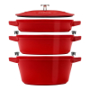 Zestaw 3 naczyń żeliwnych z pokrywką STAUB 40508-387-0 - czerwony 24 cm