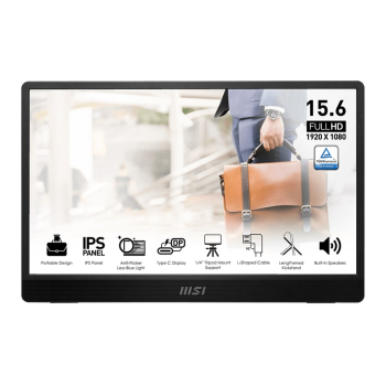 39,6cm/15.6" (1920x1080) MSI PRO MP161DE E2 16:9 IPS 4ms 60Hz HDMI USB-C Adaptive-Sync Speaker Iron Gray