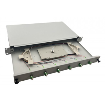 helos Fiber Optic 19" Splice Box 6 x LC/APC Duplex OS2, wykończenie splicingowe, szary