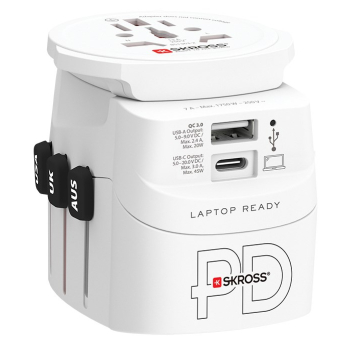 Adapter podróżny SKROSS Pro Light USB AC45PD World z USB-C biały