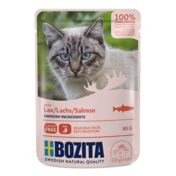 BOZITA Mięsne kawałki w sosie z łososiem - saszetka dla kota - 85g