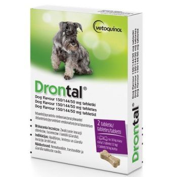 DRONTAL DOG FLAVOUR 150/144/50 mg - preparat przeciwpasożytniczy dla psów - 2 tabletki