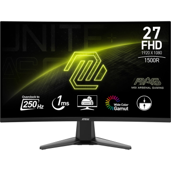 MSI MAG 27C6X monitor komputerowy 68,6 cm (27") 1920 x 1080 px Full HD LCD Czarny