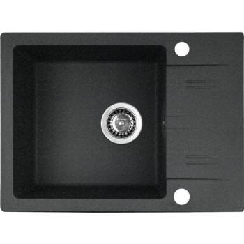 Zlewozmywak PYRAMIS LEFKADA (59x44) 1B 1D czarny + Bateria Lungo volcano Black Edition - 070261111LBE