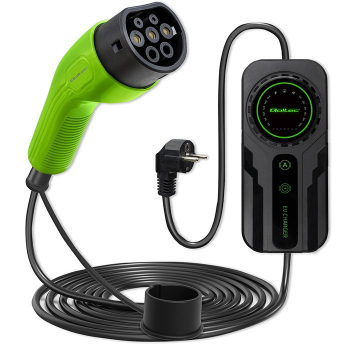 Qoltec Mobilna ładowarka do samochodu elektrycznego EV z regulacją 2w1 Typ2 SCHUKO 3.5kW 230V LCD Przenośna Wallbox 5m