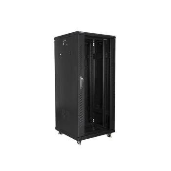 Szafa rack Lanberg FF01-6627-12B (27U; 19''; 1390mm / 600mm / 600 mm; stojąca; Szklane; 800 kg; kolor czarny)