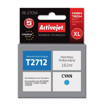 Activejet AE-27CNX Tusz (zamiennik Epson 27XL T2712; Supreme; 18 ml; niebieski)