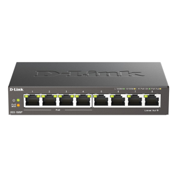 D-Link DGS-1008P/E łącza sieciowe Nie zarządzany L2 Obsługa PoE Czarny