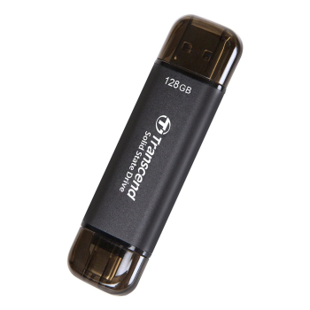Transcend ESD310C Technologia Thunderbolt 128 GB USB Type-A / USB Type-C USB 3.2 Gen 2x2 Czarny