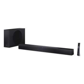 Listwa dźwiękowa Sharp 2.1 Dolby Atmos/DTS Virtual:X z wąskim bezprzewodowym subwooferem | Głośnik HT-SBW310 | 330 W | Łączność Bluetooth | Połączenie