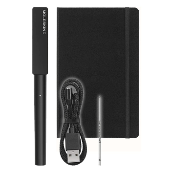 Moleskine Zestaw Inteligentne Pióro i Notes, oraz aplikację, umożliwia przesyłanie notatek do formatu cyfrowego, czarny.