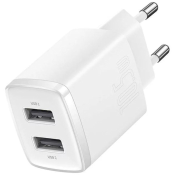Baseus Compact ładowarka sieciowa 2x USB 10.5W biały (CCXJ010202)